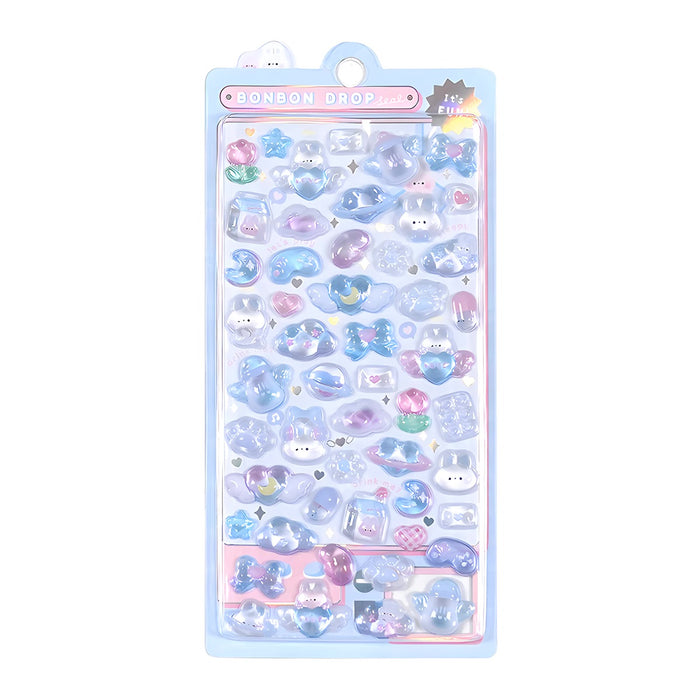 Bonbon Drop Sticker - Rabbit Sleep (Blue)