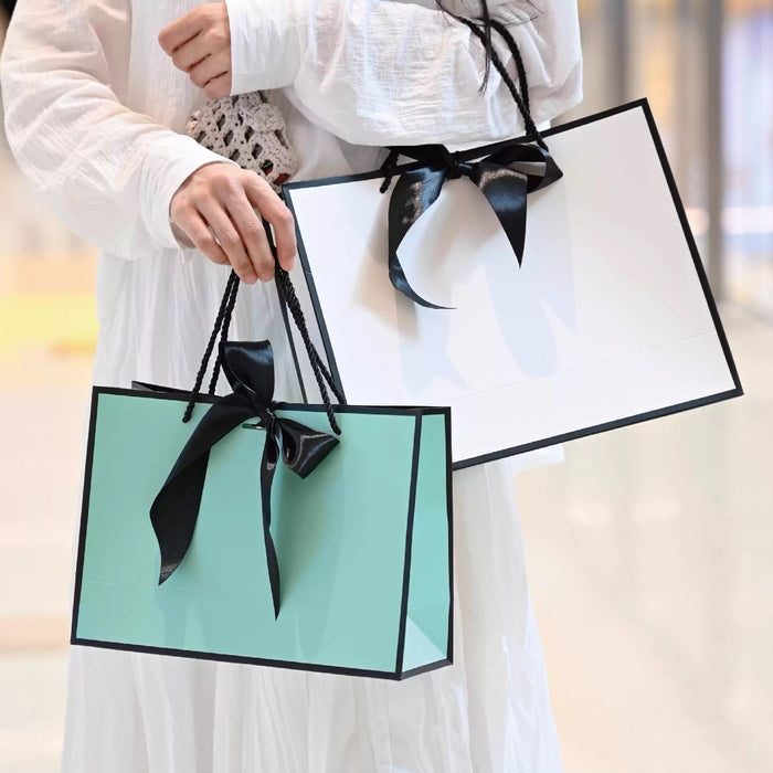 Gift Bag L - White with Black Border