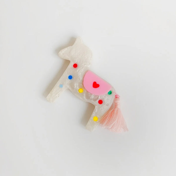Horse Polkadot White Brooch