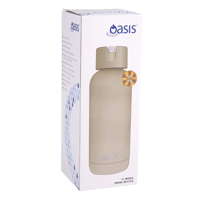 Oasis Stainless Steel Insulated Ceramic Moda Bottle 1L - Latte