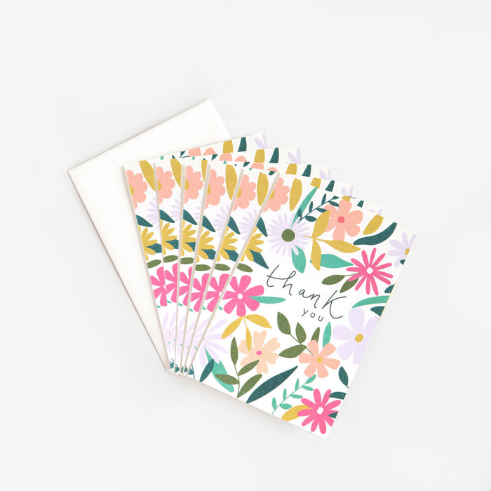 Notecard (Pack of 6) - Floral Thank You