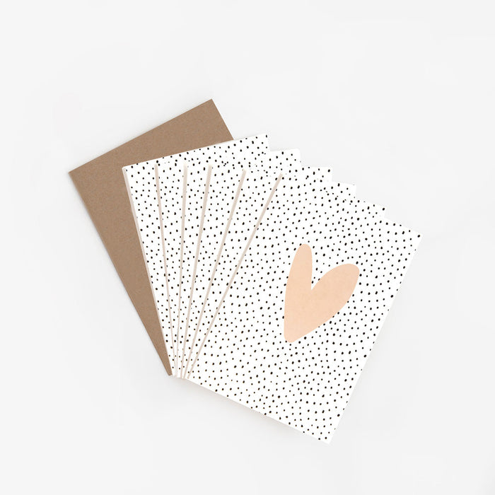 Notecard (Pack of 6) - Blank Pink Heart Dots