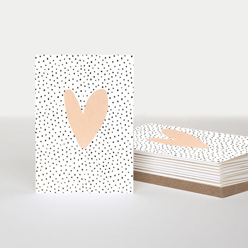 Notecard (Pack of 10) - Pink Heart Mono Dotty