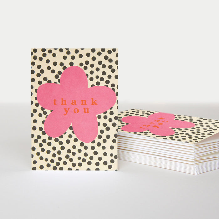 Notecard (Pack of 10) - Thank You Pink Flwr Dotty