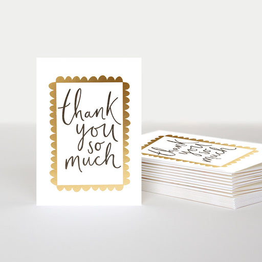Notecard (Pack of 10) - Thank You Text In Gold Border