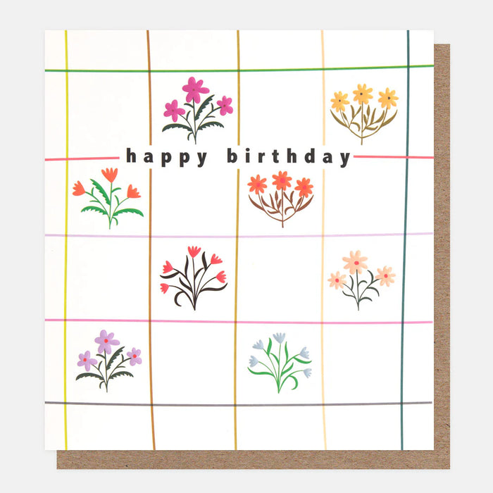Greeting Card - Prairie Bday Florals In Grid