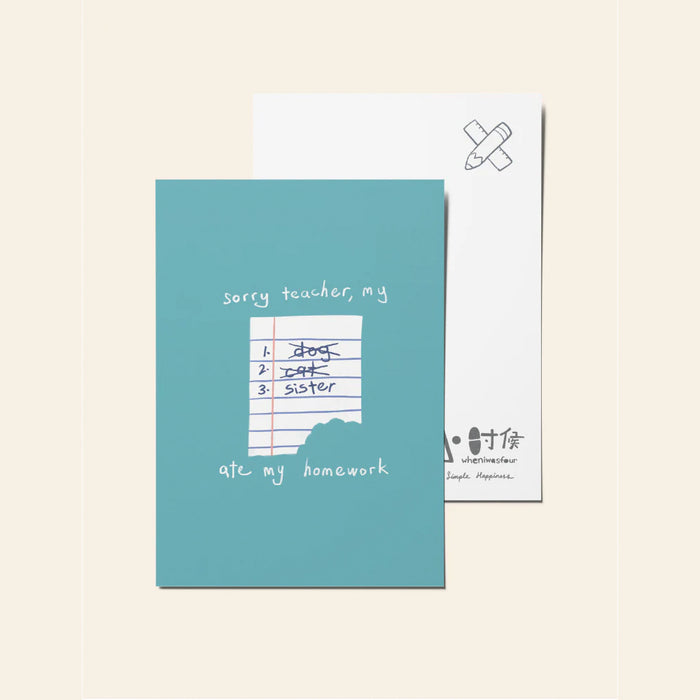Postcard - My sister ate my homework