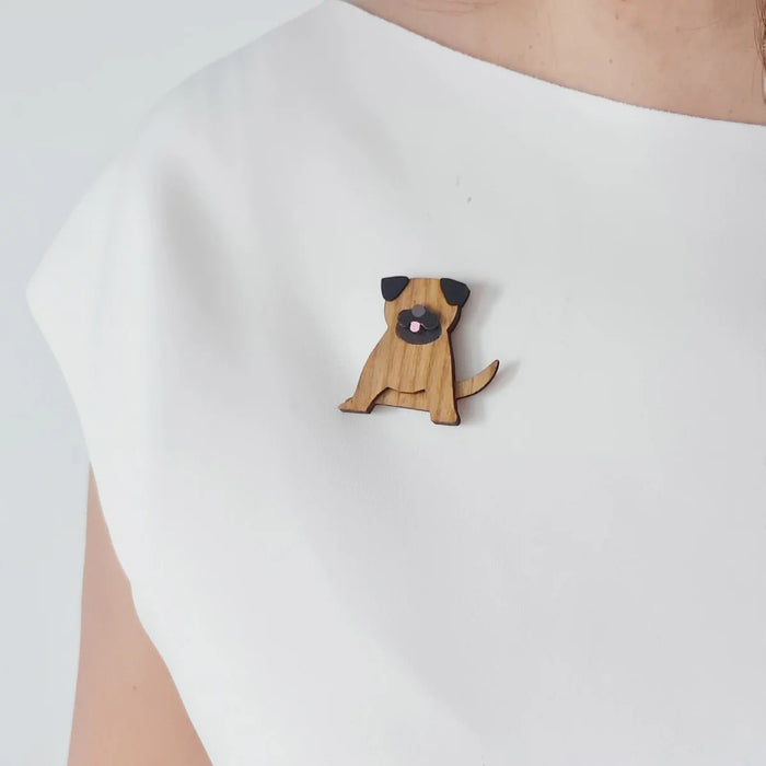 Pug Fawn Dog Brooch