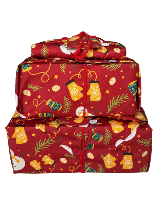 Reusable Gift Wrap - Christmas Collection - Red Snowman