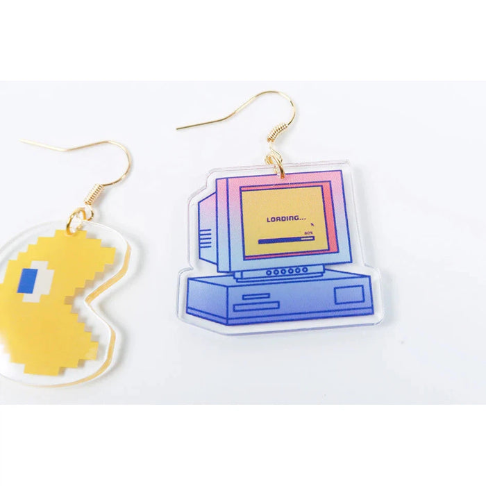 Retro Computer Pacman Dangling Earrings