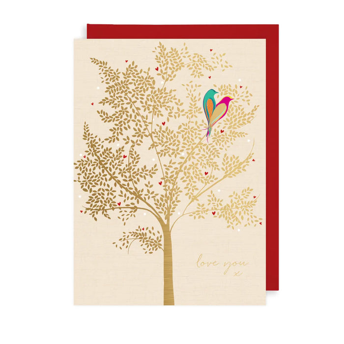 Greeting Card - Valentines Bird Tree