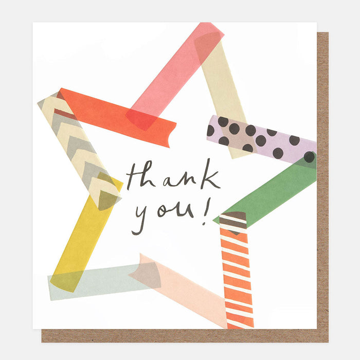 Greeting Card - Washi Thank You Pattern Star