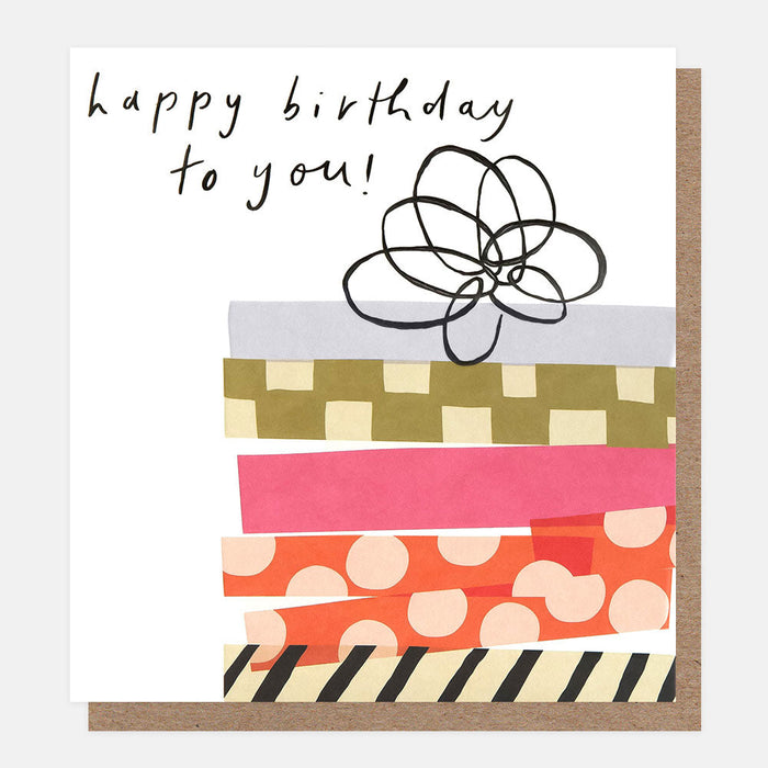 Greeting Card - Washi Bday Tape Present With Stripes