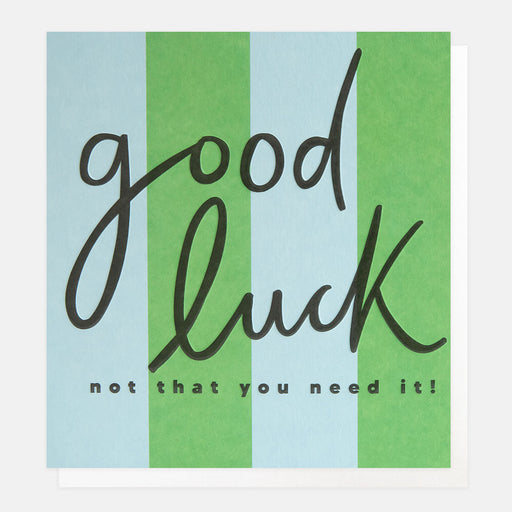 Greeting Card - Stripe Good Luck Green Blue St