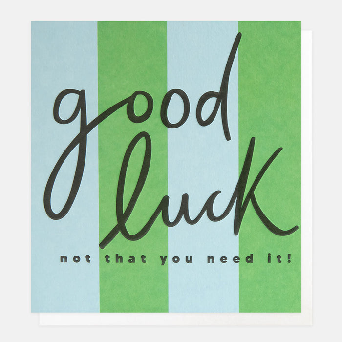 Greeting Card - Stripe Good Luck Green Blue St