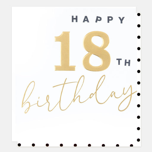 Greeting Card - Gold Happy 18th Birthday