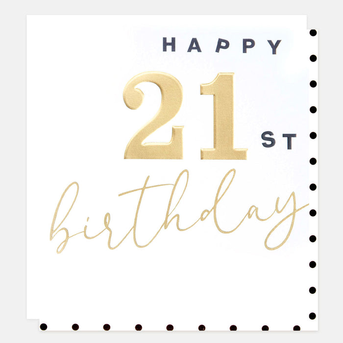 Greeting Card - Gold Happy 21st Birthday