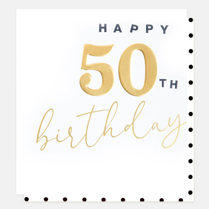 Greeting Card - Gold Happy 50th Birthday