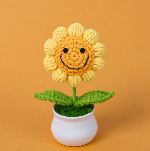 Crochet Flower Potted - Smiley Sunflower