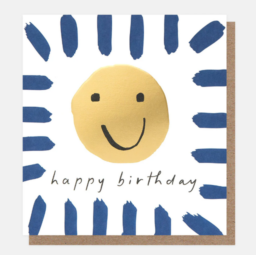 Greeting Card - Border Bday Gold Smiley