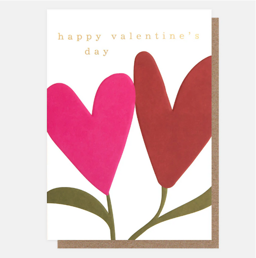 Greeting Card - Valentines Day Two Stem Flower