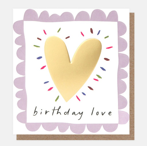 Greeting Card - Border Bday Love Gold Heart