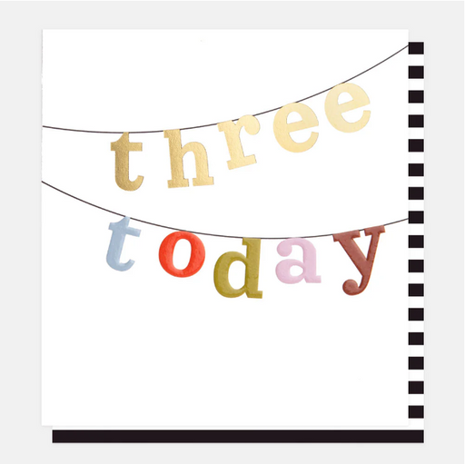 Greeting Card - Three Today Bunting