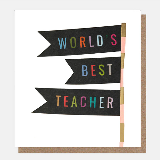 Greeting Card - Worlds Best Teacher Flags