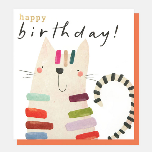 Greeting Card - Playtime Birthday Cat with Stripes