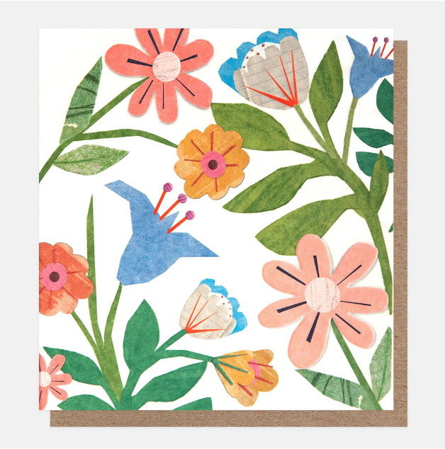 Greeting Card - Paper Collage Blank Multiflowe