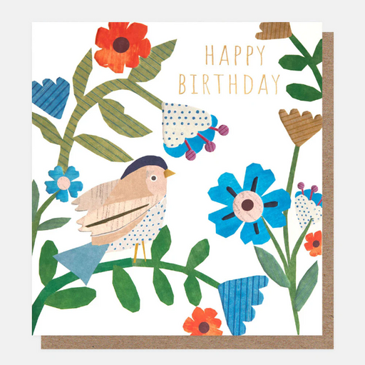 Greeting Card - Paper Collage Birthday Bluebird