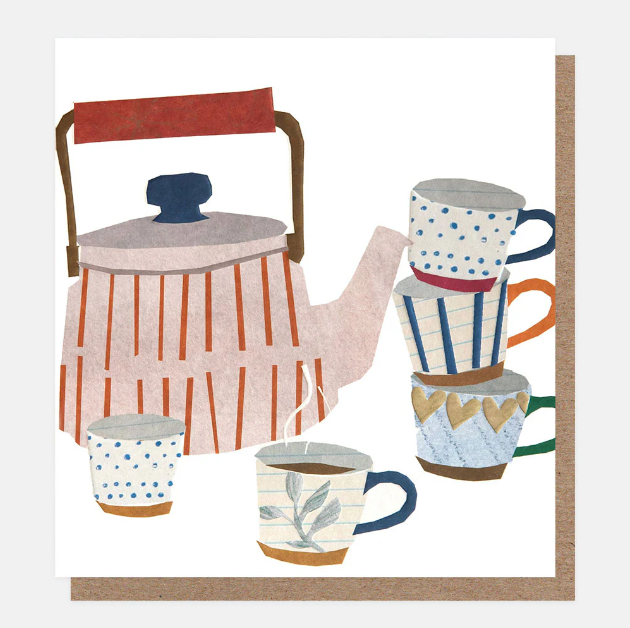 Greeting Card - Paper Collage Blank Teapot Mug