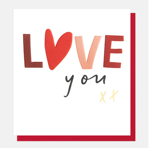 Greeting Card - Love You text with Kisses