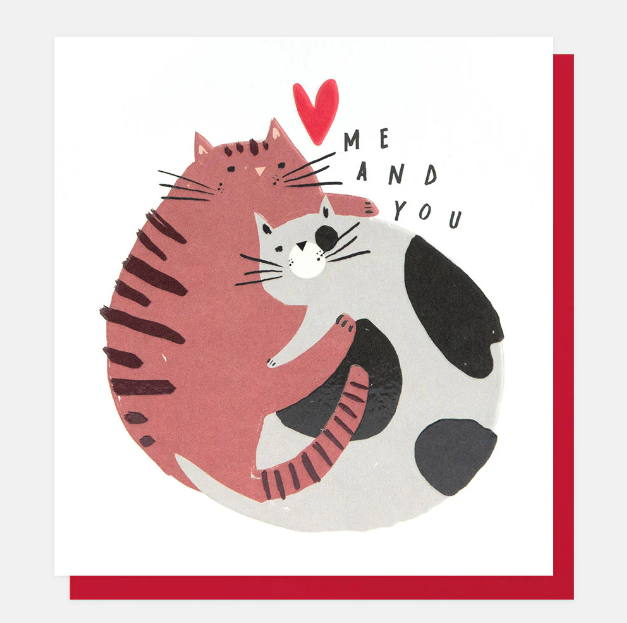 Greeting Card - Me & You Hugging Cats