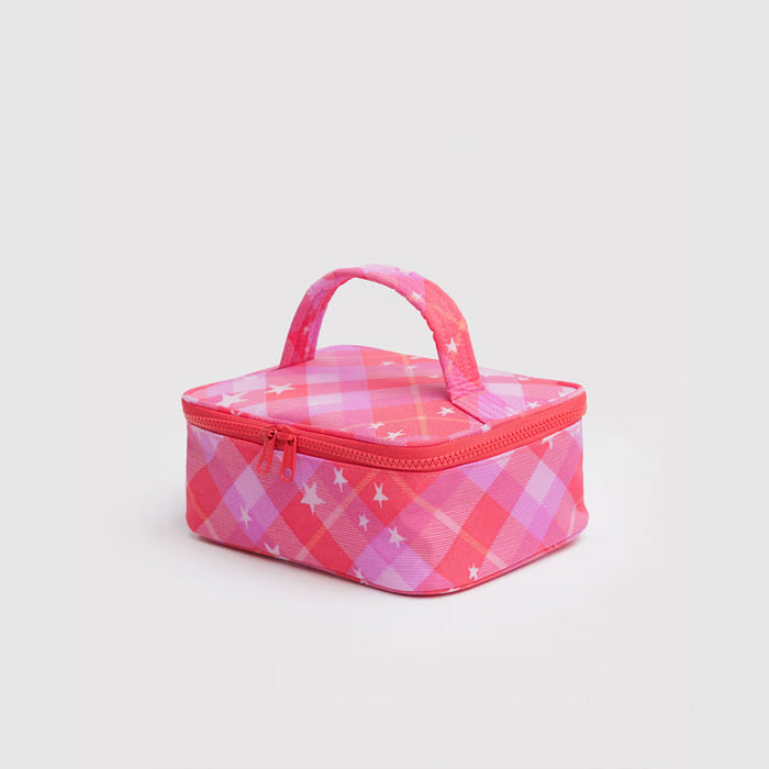 Baggu Small Cosmetic Case - Pink Star Plaid