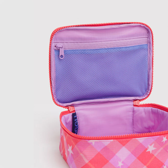 Baggu Small Cosmetic Case - Pink Star Plaid