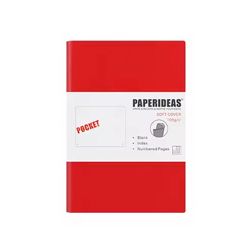 Softcover A6 Pocket Notebook Blank - Red