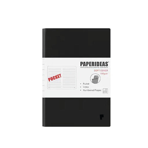 Softcover A6 Pocket Notebook Lined - Black