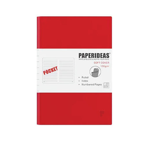 Softcover A6 Pocket Notebook Lined - Red