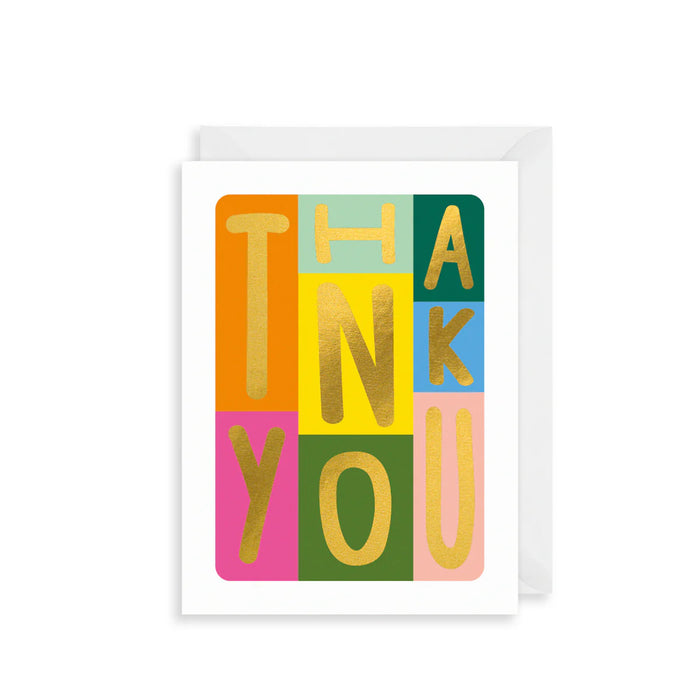Thank You Text Multi-Colour Notecard