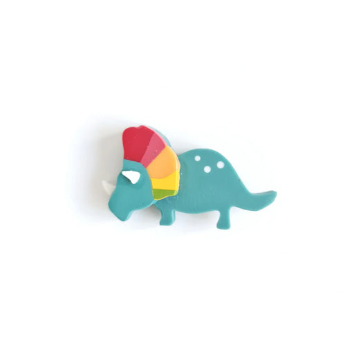 Triceratops Green Dinosaur Brooch