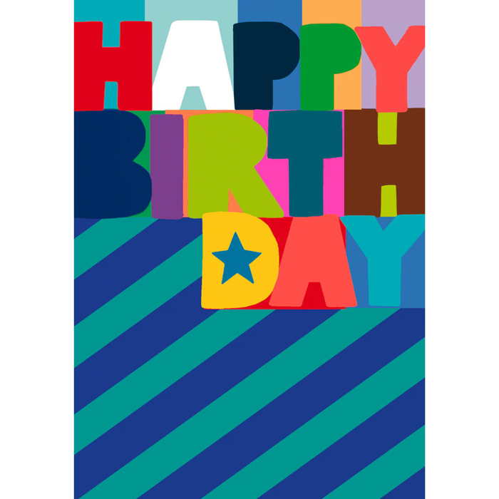 Greeting Card - PS Colour Hub Birthday Blue Chevrons