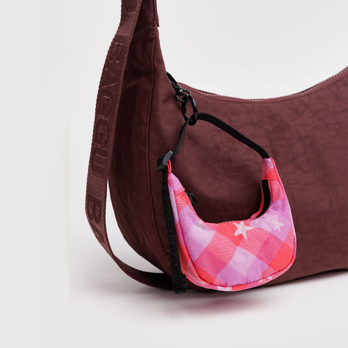 Baggu Crescent Bag Charm - Pink Star Plaid
