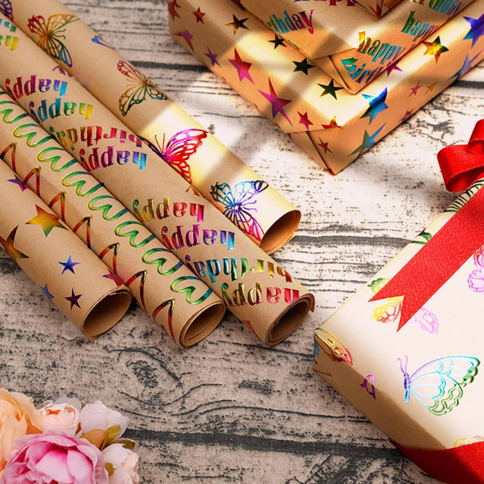 Gift Wrapping Paper Roll - 3M Rainbow Foil Small Stars