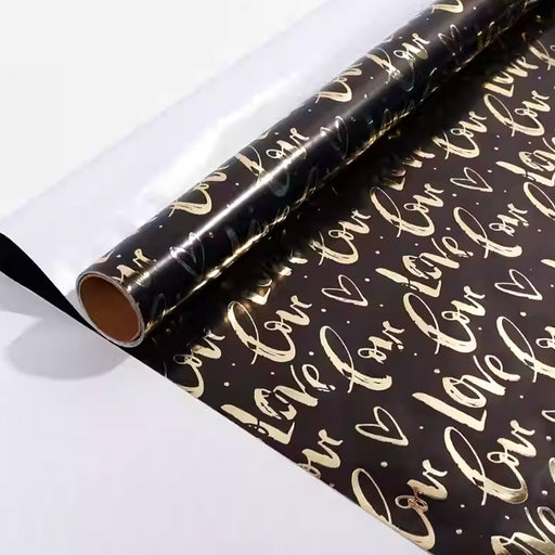 Gift Wrapping Paper Roll - 3M Gold Foil Love on Black