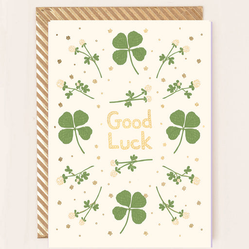 Greeting Card - Reflections Good Luck Gold Clover