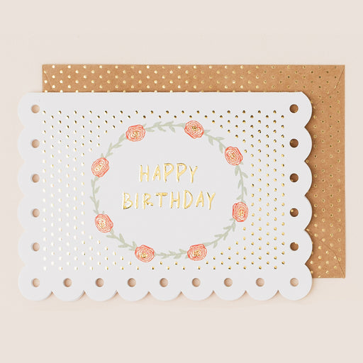 Greeting Card - Broderie Bday Floral Wreath