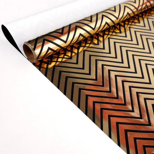Gift Wrapping Paper Roll - 3M Black and Gold Chevron
