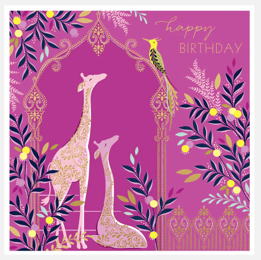 Greeting Card - AF Sara Miller Pink Floral Giraffes