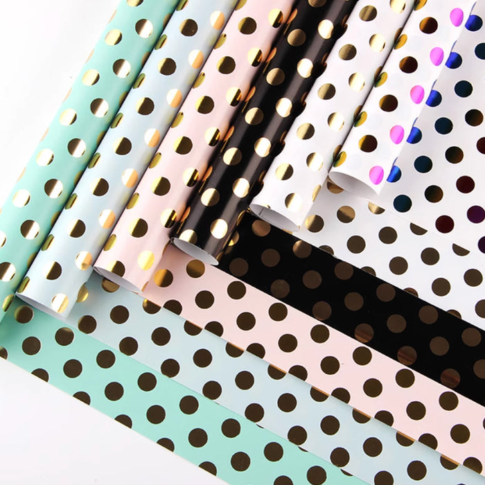 Gift Wrapping Paper Roll - 3M Gold Foil Dots on Pink